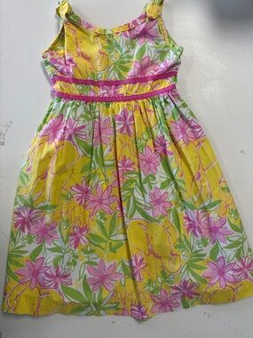 Lilly Pulitzer Elephant Garden Floral Summer Dress Yellow Pink 5